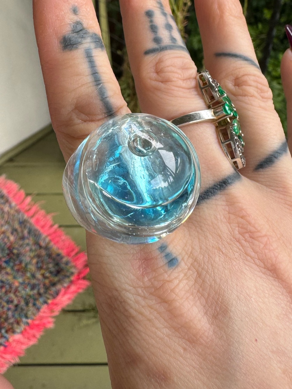 New Cute Water Transparent Blue Bubble Statement Ring 💦